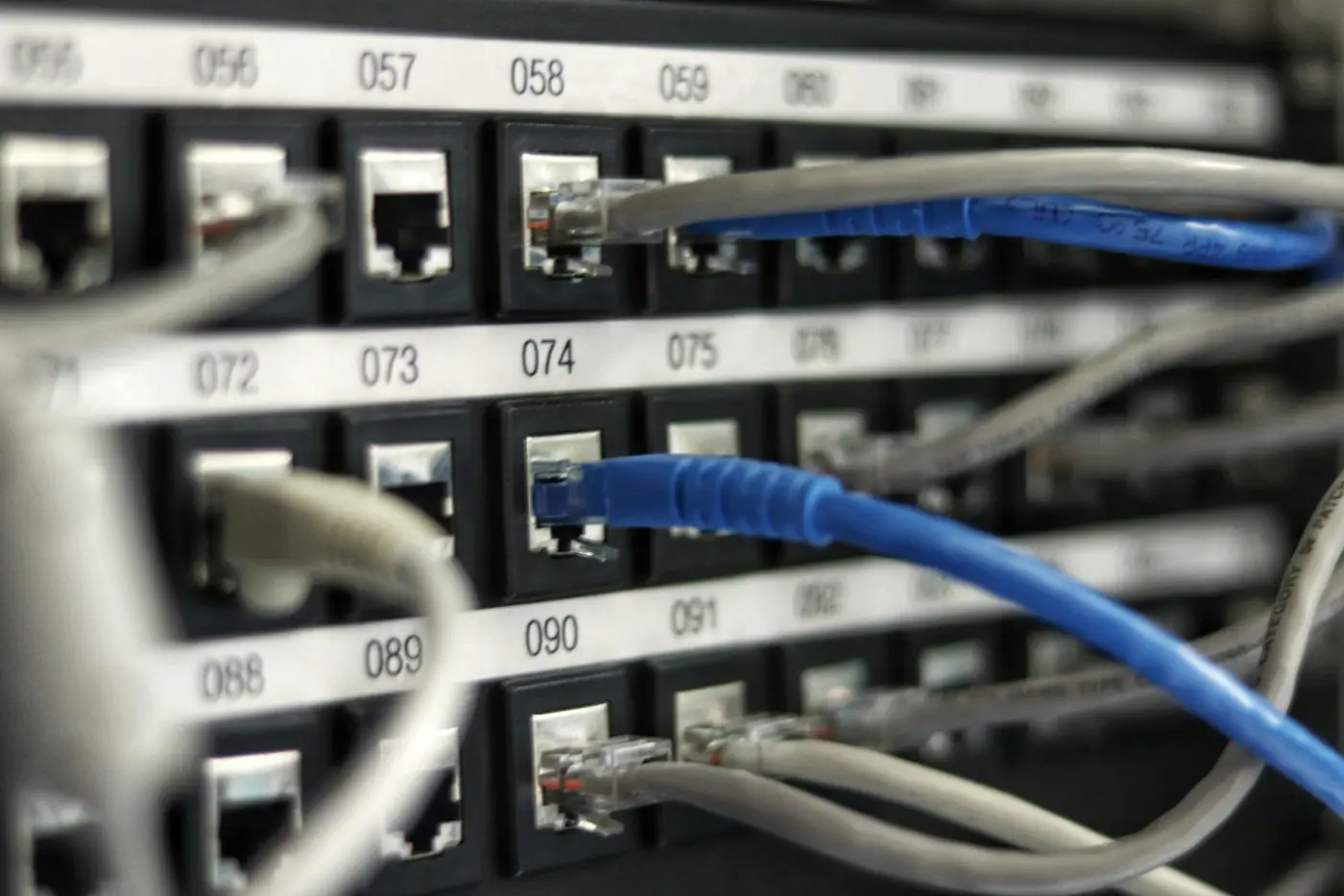 Network patch panel with ethernet cables